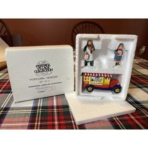 Dept 56 Popcorn Vendor 3pc Set / Heritage Village Collection